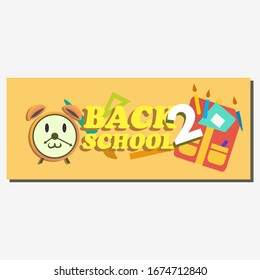 Back to school banner template consisting of school items and elements. Vector illustration. Suitable for banners, posters, flyers. Creative design advertising vector illustration.