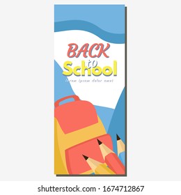 Back to school banner template consisting of school items and elements. Vector illustration. Suitable for banners, posters, flyers. Creative design advertising vector illustration.