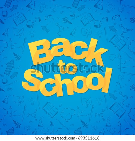 Back to school banner template with differnt hand drawn School object