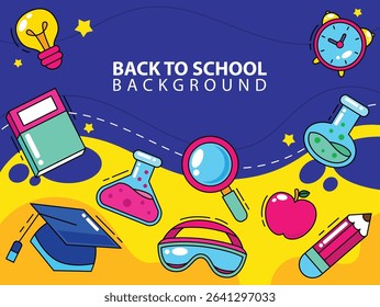 Back to school banner template flat vector background