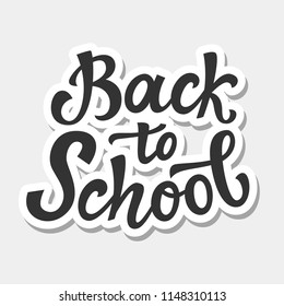Back to school banner template with hand drawn ink modern calligraphy. Lettering logo badge. Vector illustration.