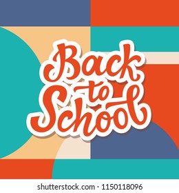 Back to school banner template with hand drawn ink modern calligraphy. Lettering logo badge. Vector illustration.