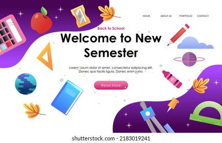 Back to school banner template landing page