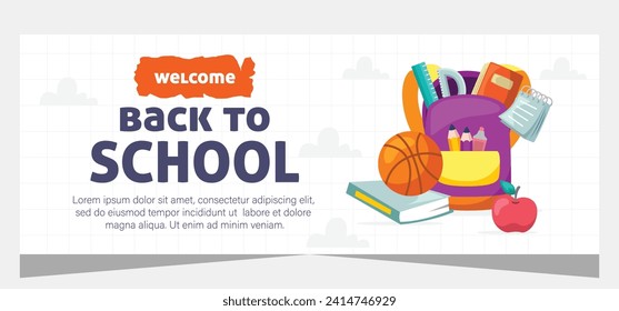 Back to school banner template. Vector design