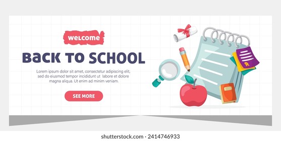 Back to school banner template. Vector design
