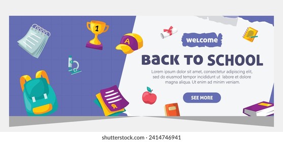Back to school banner template. Vector design