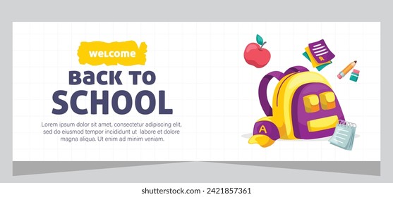 Back to school banner template. Vector design