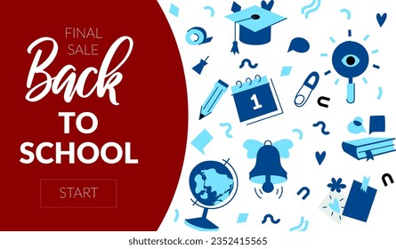 Back to school banner with text lettering