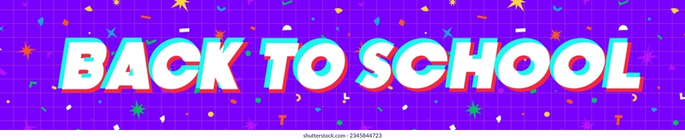Zurück zu Schulbanner, trendige Typografie auf Memphis-Hintergrund
