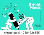Back to school banner. Vector illustration of education, learning, back to school, online course and training, distance education and e-learning.
