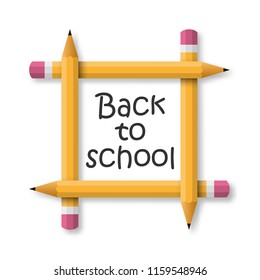 Back to School banner. Vector illustration. Frame from pencil, isolated on white background