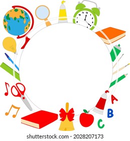 Back to school banner vector illustration. Education school supplies greeting card. Office supplies frame