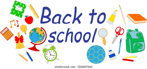 Back to school banner vector illustration. Education school supplies greeting card