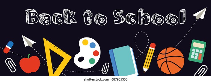 Back to School banner, vector illustration.