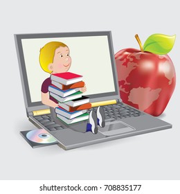 Back to school banner vector illustration. Concept icons of education and learning. Knowledge sign.