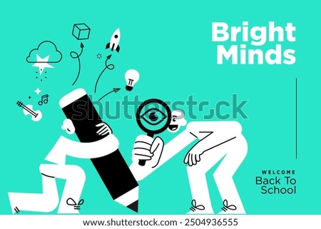 Back to school banner. Vector illustration of education, learning, back to school, online course and training, distance education and e-learning.