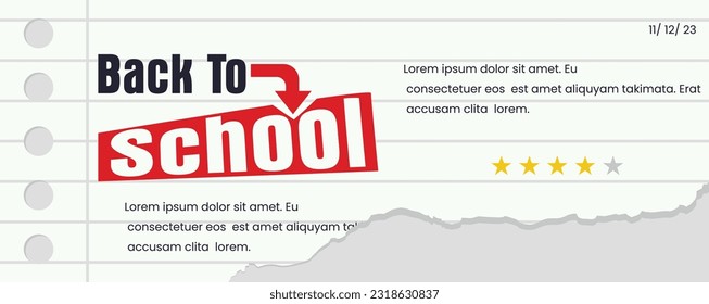 back to school banner with vector paper texture background