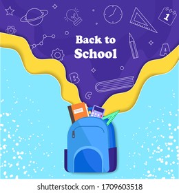 Back to school banner, vector School banner set of schoolbags,back to school concept ,colorful