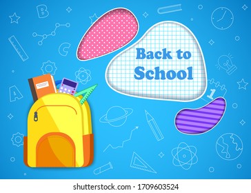 Back to school banner, vector banner set of schoolbags,back to school concept , School colorful