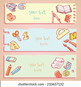 Back to school,  Banners or Bookmarks, vector illustration.
