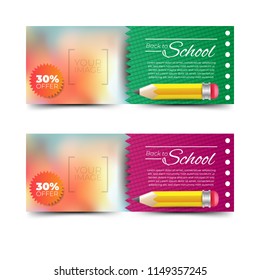 Back to school banners collection with pencil