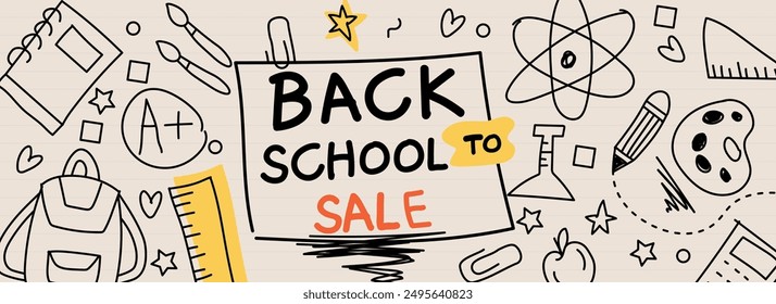 Back to school banners hand-drawn