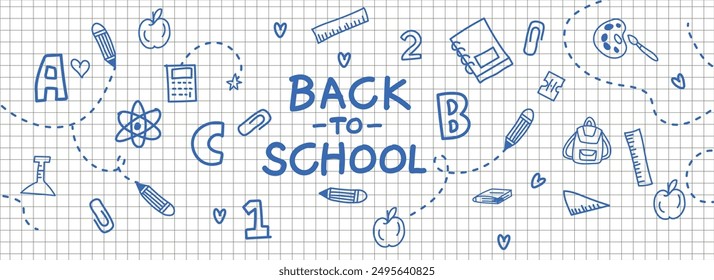 Back to school banners hand-drawn