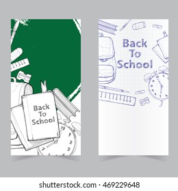 back to school banners set. back to school hand drawn illustration.