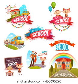 Back to school banners set. Vector illustration.