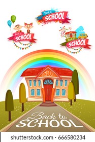 Back to school banners set. Vector illustration.