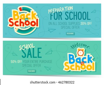 Back to school banners in soft color for sale and discount.