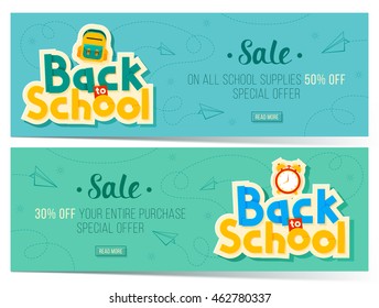 Back to school banners in soft color for sale and discount.