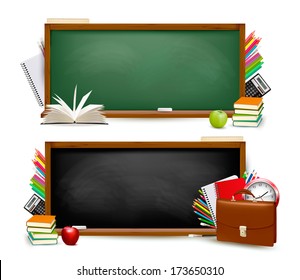 Back School Banners School Supplies Vector Stock Vector (Royalty Free ...