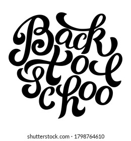 Back to school - beautiful retro handwritten black and white vector lettering isolated on a white background.
