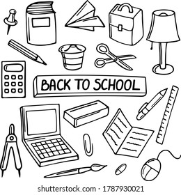 Zurück zur Schule große Doodles Set.