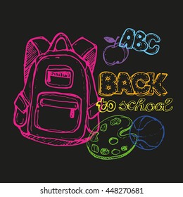 Back to school big doodles set. Hand drawn with ink. Vector illustration.Freehand drawing school items. Back to School. 