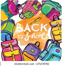 Back to school big doodles set. Hand drawn with ink. Vector illustration.Freehand drawing school items. Back to School. 