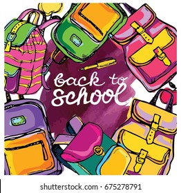 Back to school big doodles set. Hand drawn with ink. Vector illustration.Freehand drawing school items. Back to School. 