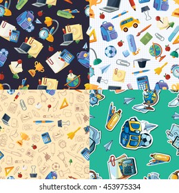 Back to School. big set of vector seamless patterns with school elements.