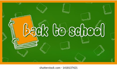 back to school. Black board and school objects. Cute background.