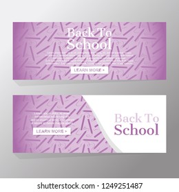 Back to school black friday sale cards. falling purple pencil color for drawing in silhouette style background. Set of mobile banners for invitations, website, social media, email and ads
