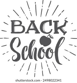 Vuelta al cole logo retro negro. Mano escribiendo palabras