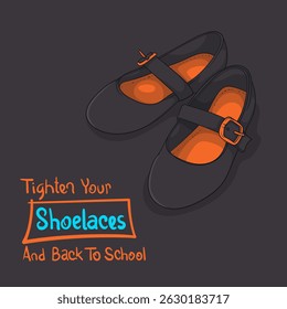 Back to school. Black School shoes vector illustration in cartoon design for advertisement template. school shoes cartoon design