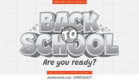 Back to school with black and white style text effect