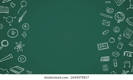 Back to school blackboard background design. Vector.