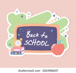 back to school blackboard and books