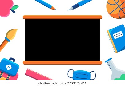 Back to school blackboard design vector background illustration