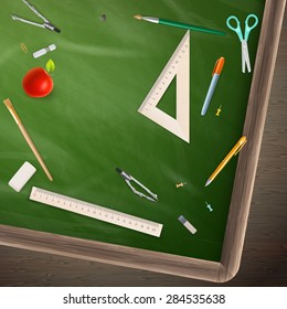 Back to school - blackboard education concept still life. EPS 10 vector file included