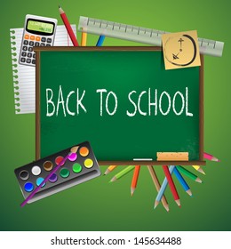 Back to school with blackboard green background