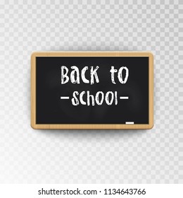 Back to School. Blackboard isolated on transparent background. Vector Illustration.